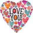 Love You Bright Hearts See-Thru Balloon 26in Hot on Sale