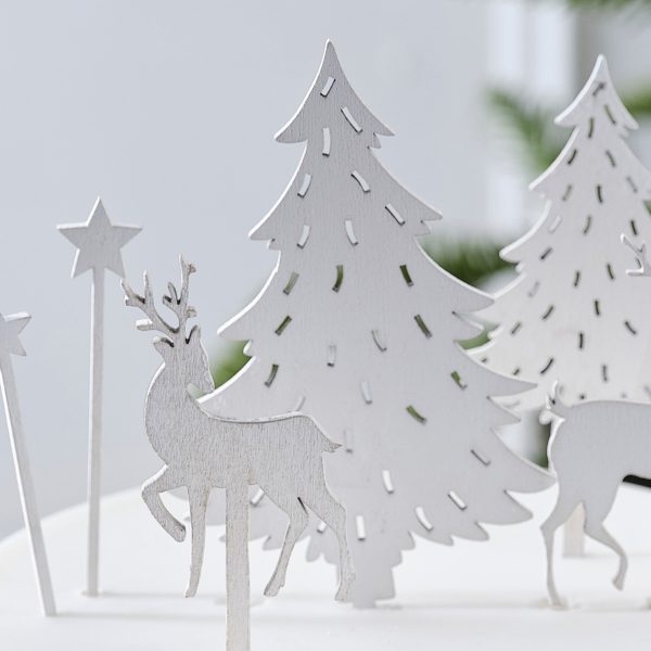 Woodland Scene Wooden Christmas Cake Topper For Cheap