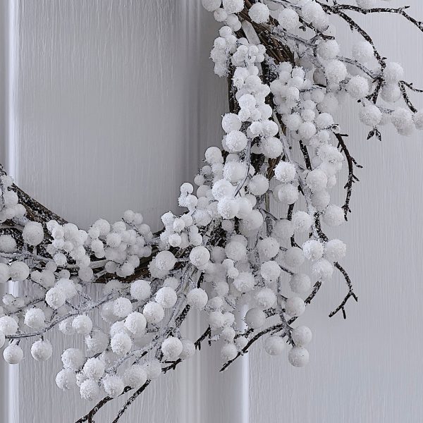 White Berry Christmas Door Wreath For Cheap