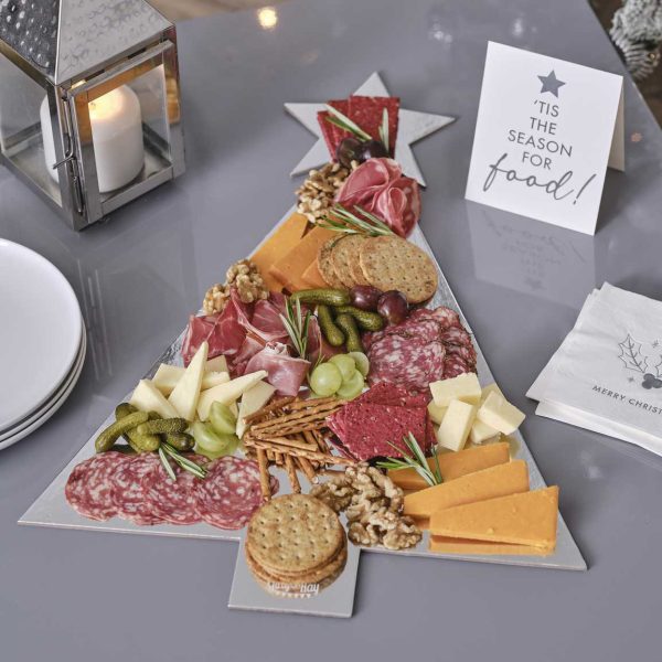 Silver Tree Shaped Christmas Grazing Board Fashion