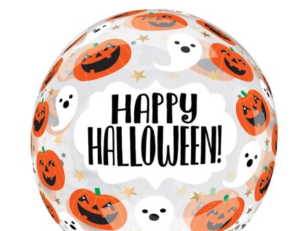 Fun & Spooky Pumpkins & Ghosts Printed Clearz Foil Balloon Online now