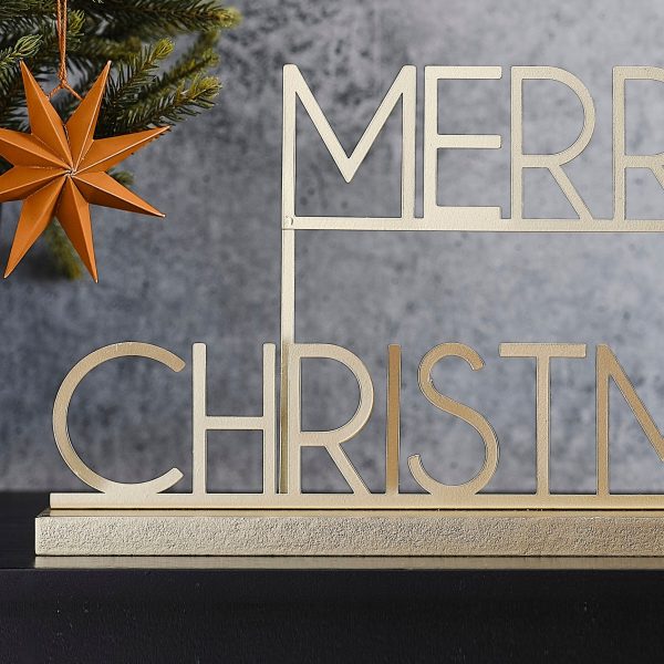 Gold Metal Merry Christmas Sign Online Hot Sale