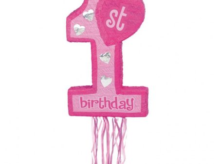 First Birthday Pink Rose Pull Piñata Online