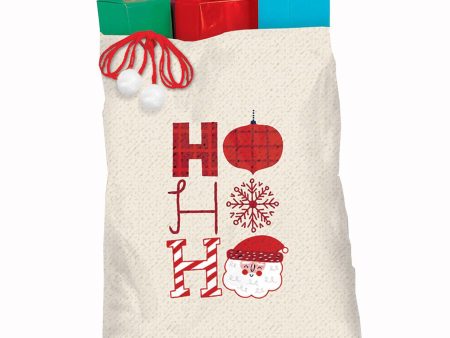 Ho Ho Canvas With Draw Sing And Pom Poms Super Giant Sack Supply