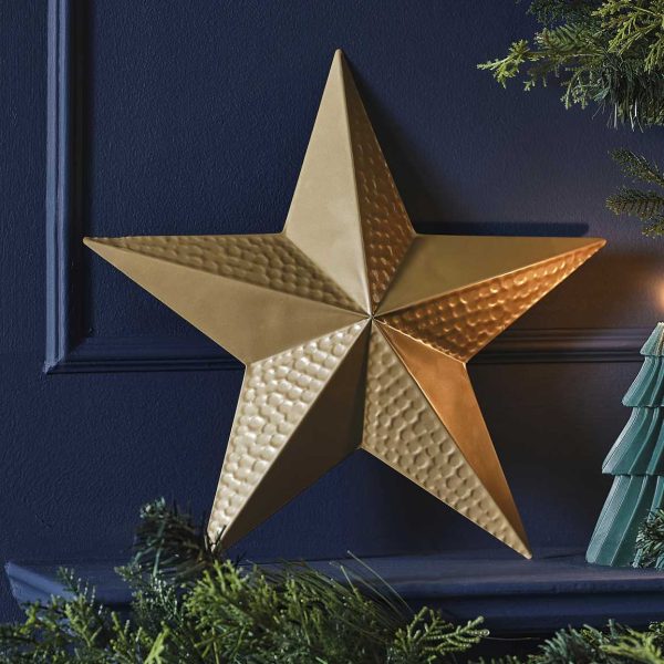 Hammered Metal Star Gold Christmas Decoration Cheap