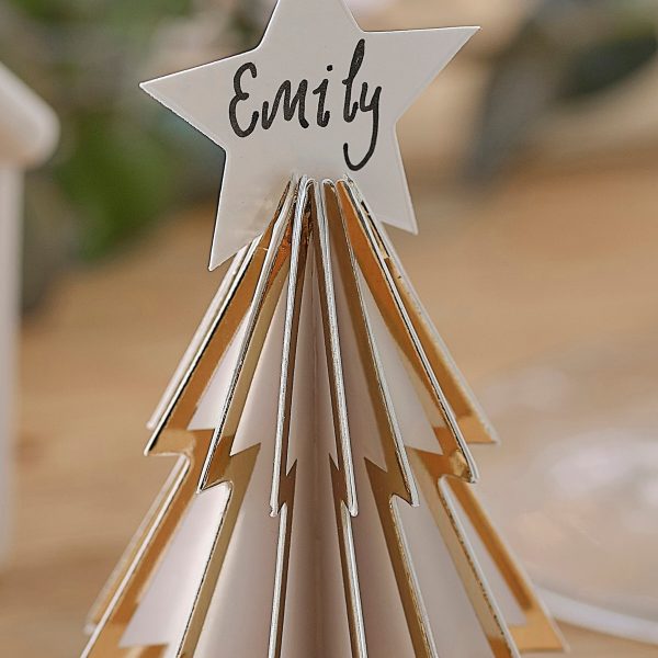 White and Gold Christmas Tree Place Cards For Discount