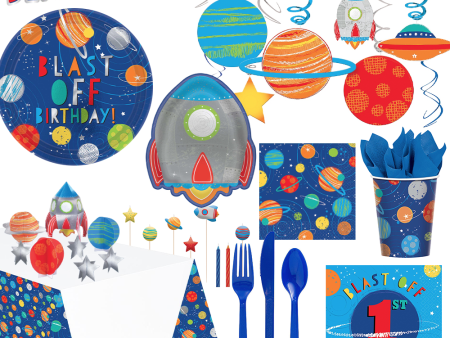 1st Birthday Blast Off Party Kit For 8 People Online