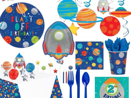 2nd Birthday Blast Off Party Kit For 8 People For Cheap