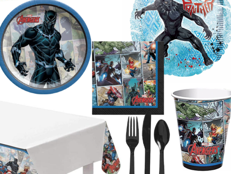 Black Panther 59 Pieces Tableware Party Supplies for 8 Guests For Cheap