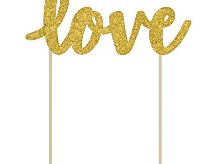 Love Glitter Paper Cake Pick 5.50in Discount