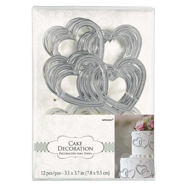 Electroplated Heart Cake Decorations 12pcs Fashion