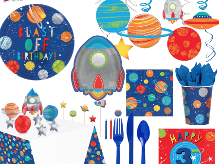 3rd Birthday Blast Off Party Kit For 16 People Supply